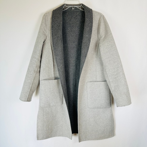 Banana Republic Gray Wool Blend Open Front Reversible Coat Women's M Minimalist - Picture 1 of 7